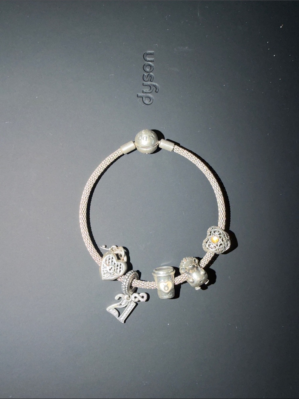 Pandora Sterling Silver Charm Bracelet with Heart and Key Charms - Light Silver